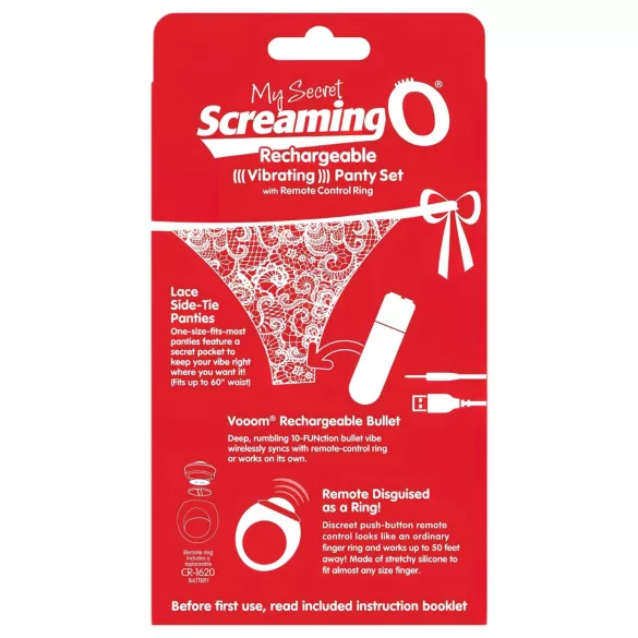 Screaming O Panty Set - piros vibrációs tanga (S-L)