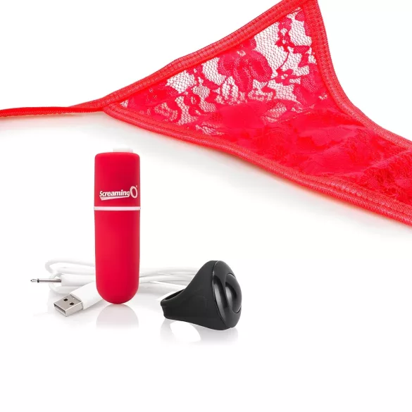 Screaming O Panty Set - piros vibrációs tanga (S-L)