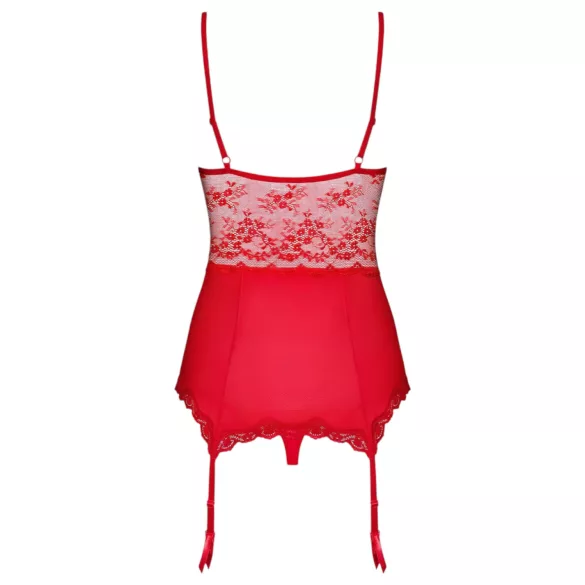 Obsessive Lovica - csipkés harisnyatartós felső és tanga (piros)