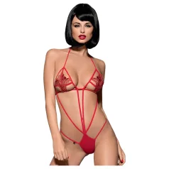 Obsessive Luiza - tulipános, pántos, piros body (S/M)