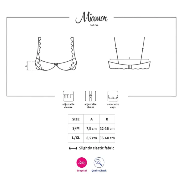 Obsessive Miamor - csipkés push-up melltartó (fekete)
