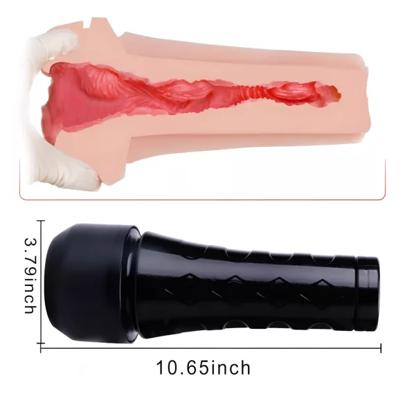 Tracy's Dog 3D Stroker - élethű műpunci maszturbátor tokban (fekete-natúr)